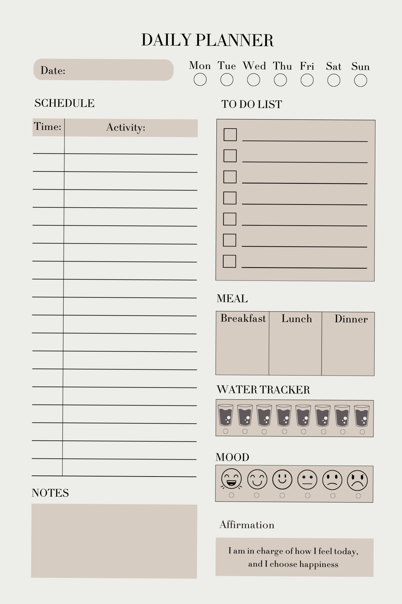 📅 📌 dream life manifestation: Daily Planner Download — To-Do & Self-Care Schedule