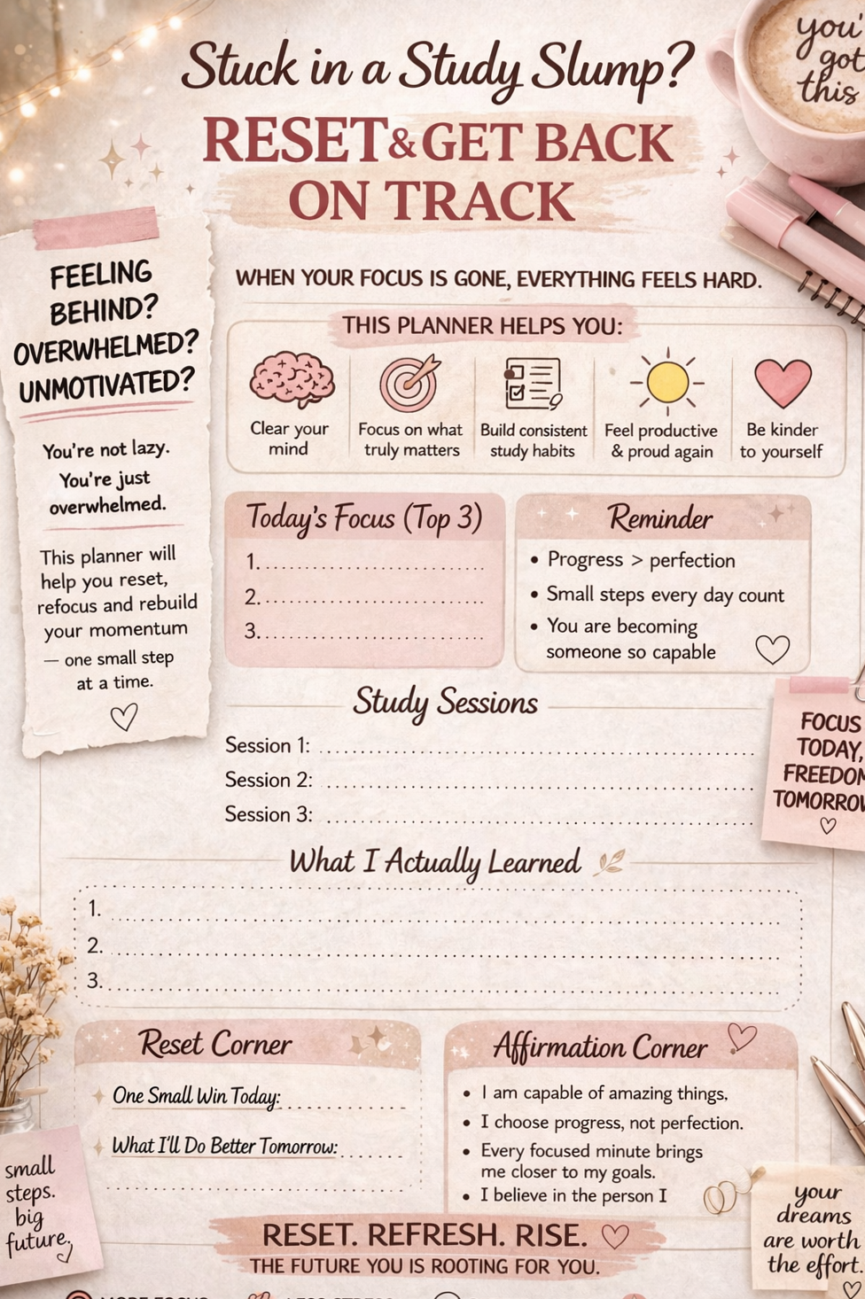 🤍 🕯️ dream life manifestation: Feeling Overwhelmed With Studying? Try This Study Reset Method