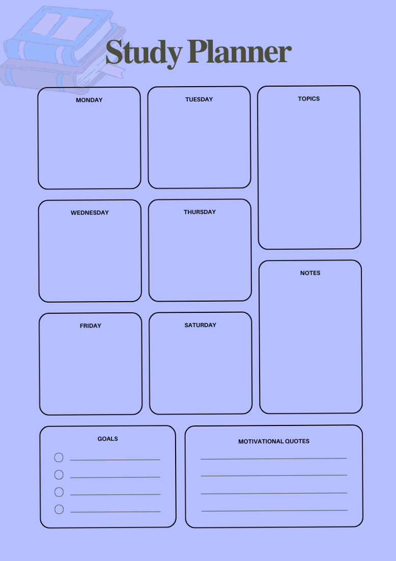 📝 📁 dream life manifestation: Free Weekly Study Planner PDF | Simple & Organized