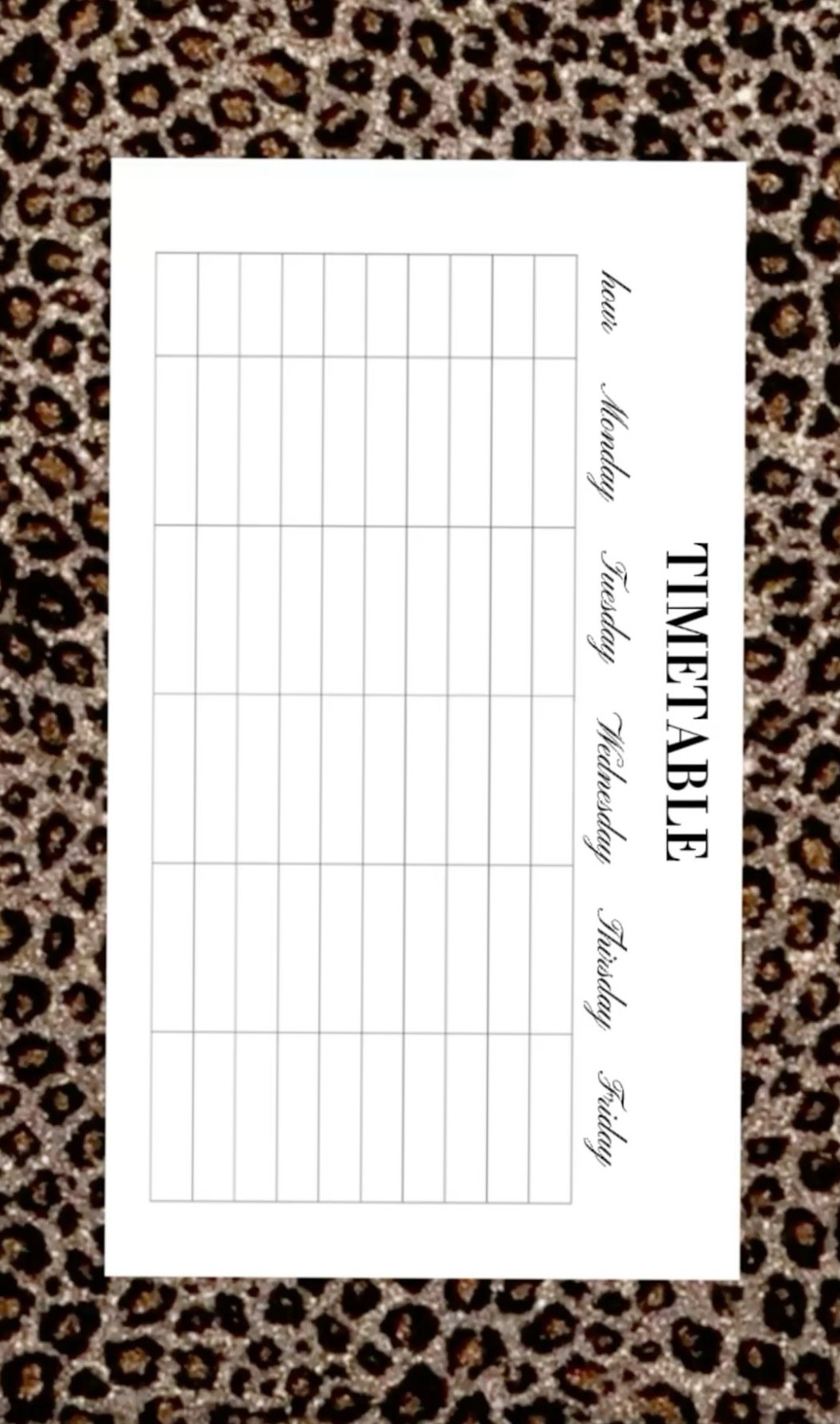 🍰 👰 dream life manifestation: Leopard Print Timetable Design for Planners & Creative Assets