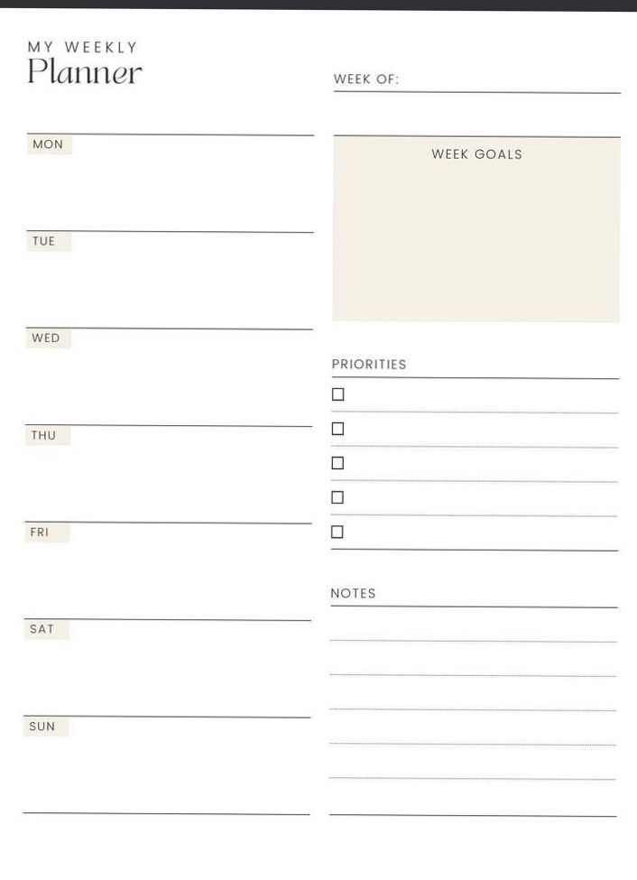 🍰 🌸 dream life manifestation: Minimal Weekly Planner Printable PDF | Digital Organization