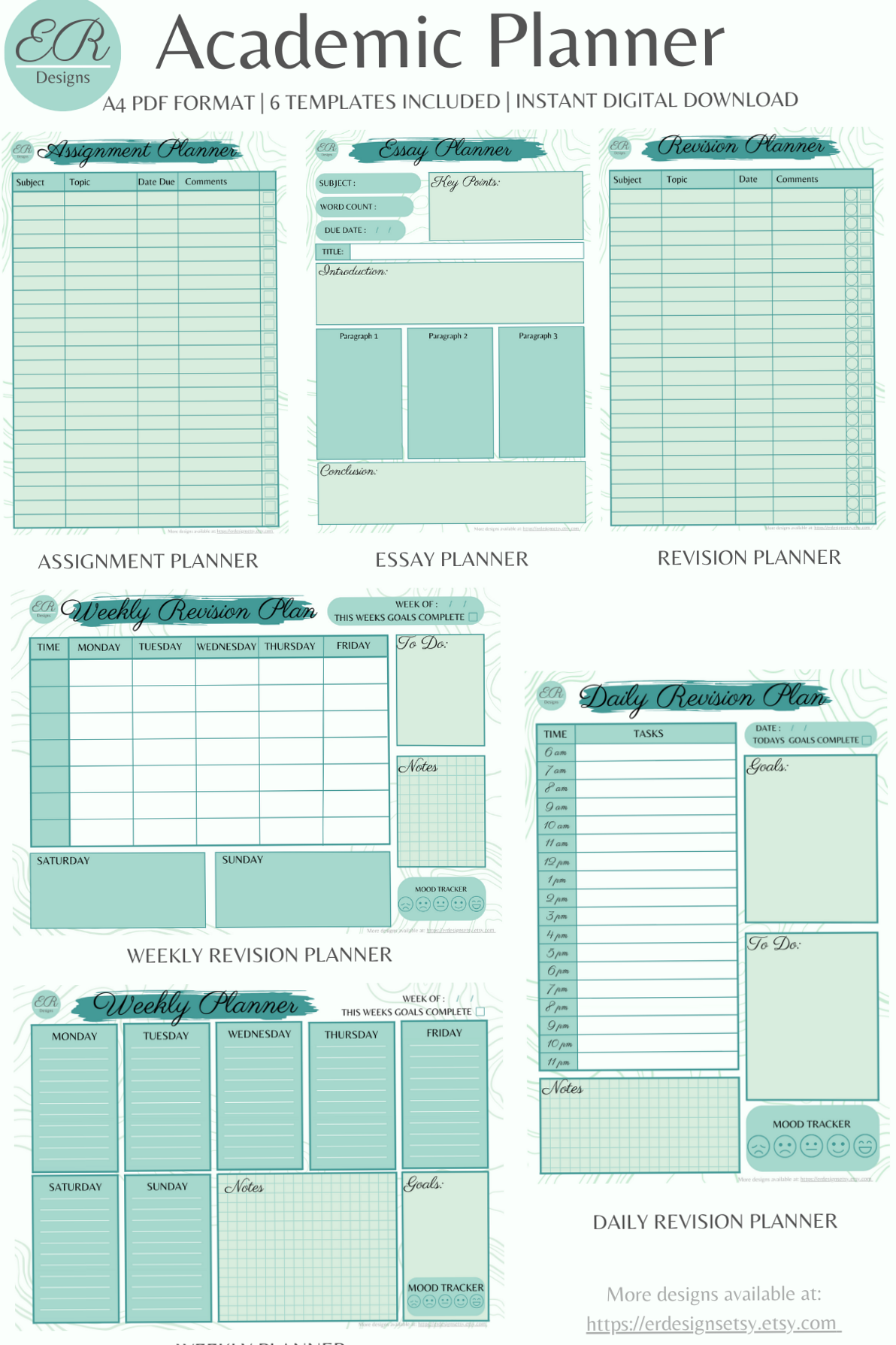 🎀 ✨ dream life manifestation: Ocean-Themed Academic Planner — Digital/Printable Design