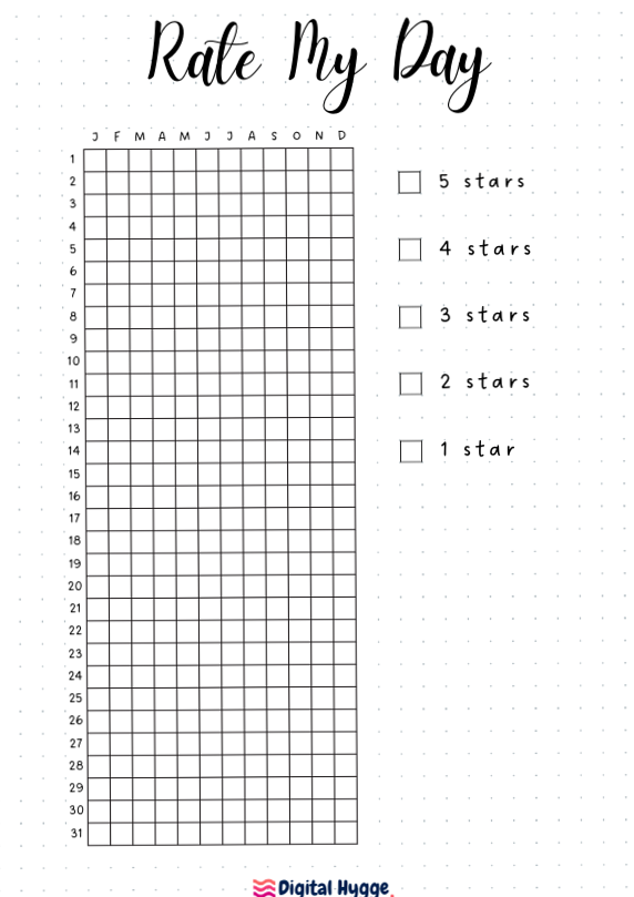 🪄 🎨 dream life manifestation: Rate My Day Bullet Journal | Year in Pixels | Creative Planner Pages