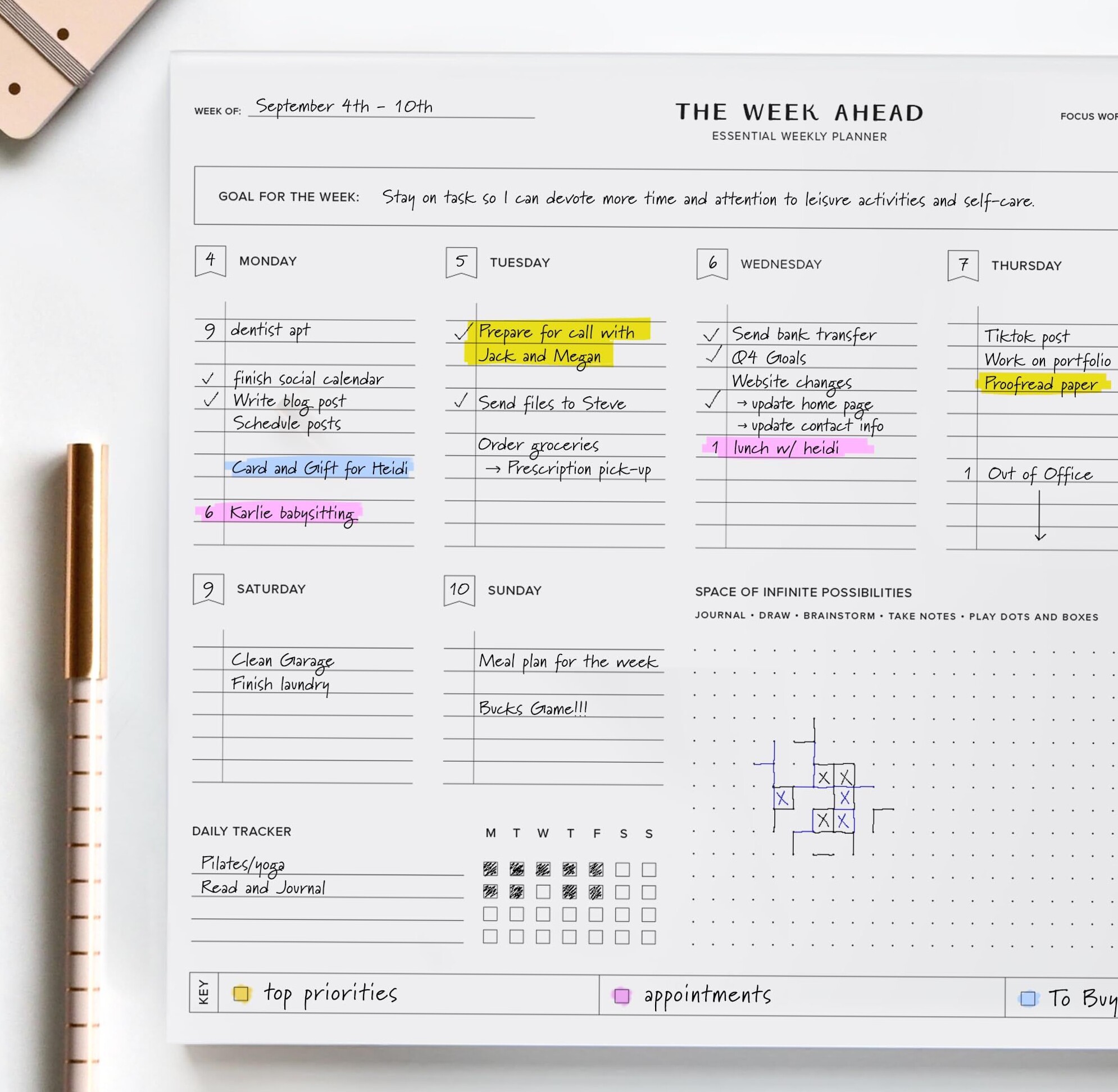 🎨 🎨 dream life manifestation: ThreeKin Weekly Planner — 52 Sheets, Motivation & Productivity Tools