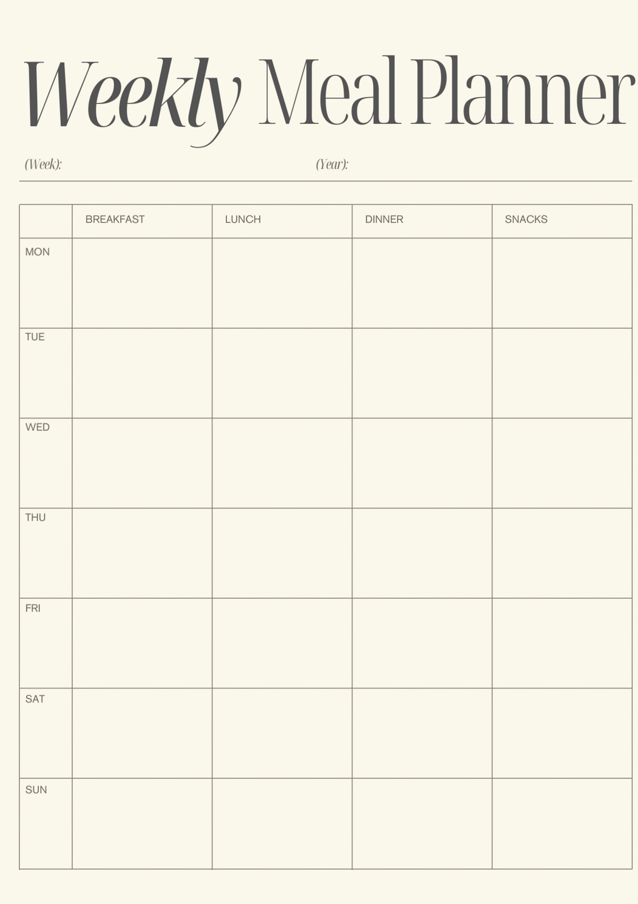 💌 💍 dream life manifestation: Weekly Meal Planner Printable | Digital Design | Creative Planner