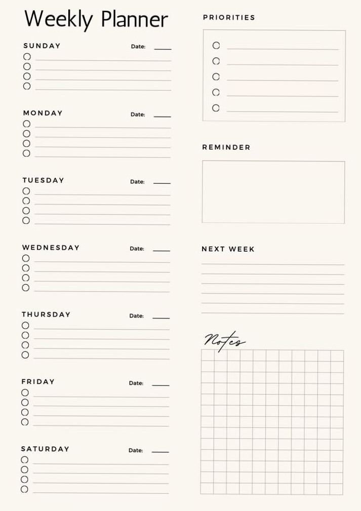 🥂 👰 dream life manifestation: Weekly Planner Digital PDF | Creative Design Asset
