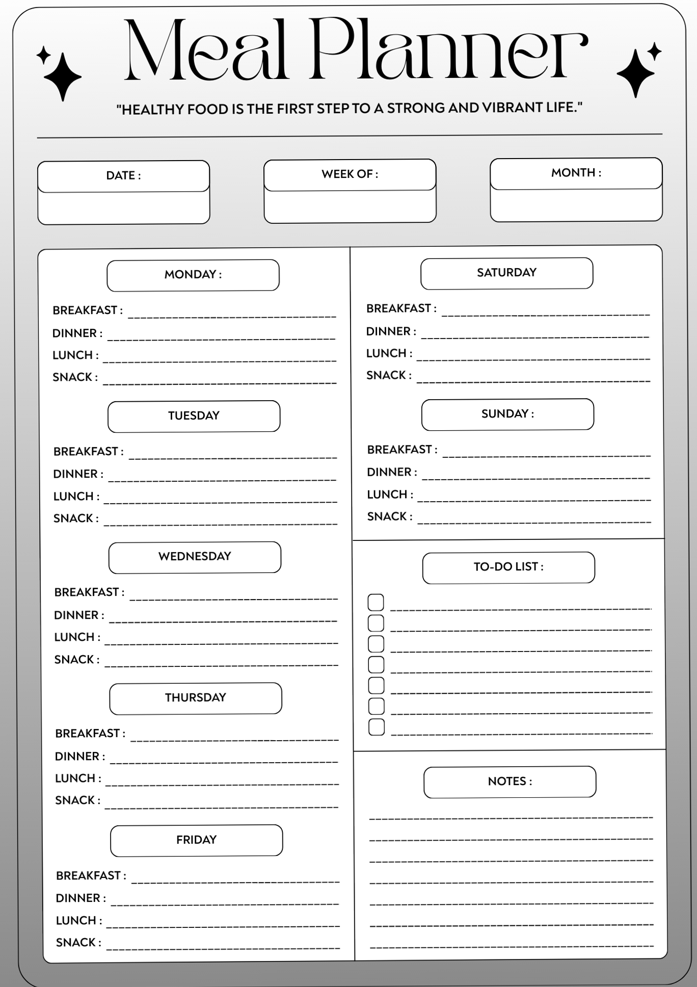 🌿 🌿 dream life manifestation: Weekly Meal Planner PDF – Free Printable Download