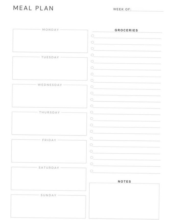 🎀 🤍 Dream Life Manifestation: Weekly Meal Plan & Grocery List Template | stay inspired all year long