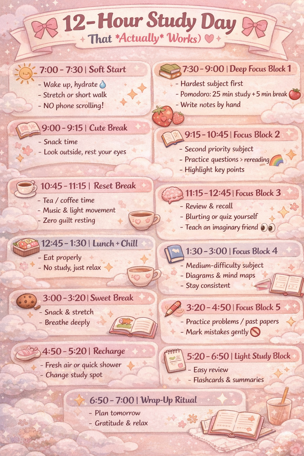 Elegant 12-Hour Study Planner Design — 📁 📝 romanticize your routine