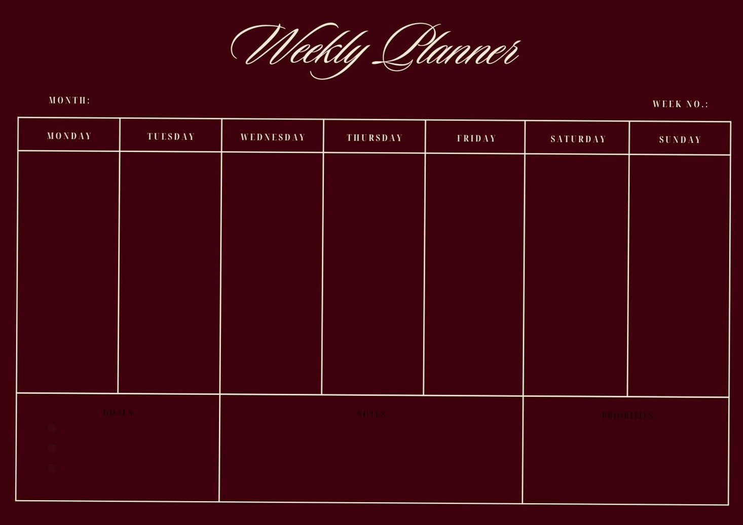 Elegant Weekly Planner — Printable Digital Download — 📅 📁 romanticize your routine