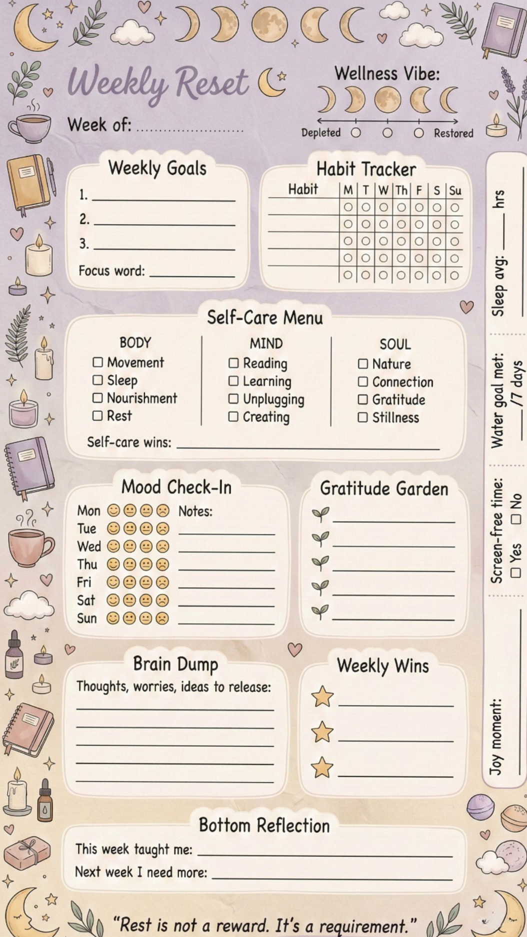 🍰 🥂 essential planning guide: Mindful Weekly Planner with Gratitude & Wellness Tracker