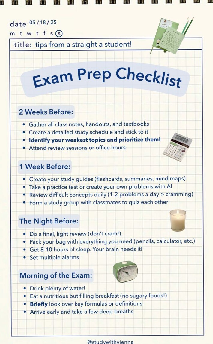 Exam Prep Planner Checklist for Digital Design & Creatives — 🥂 💌 ultimate printable checklist