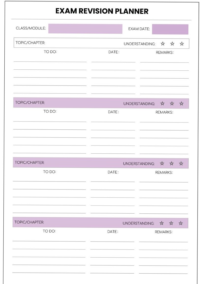 Exam Revision Planner | Study Schedules & Notes Design — 💎 💎 romanticize your routine