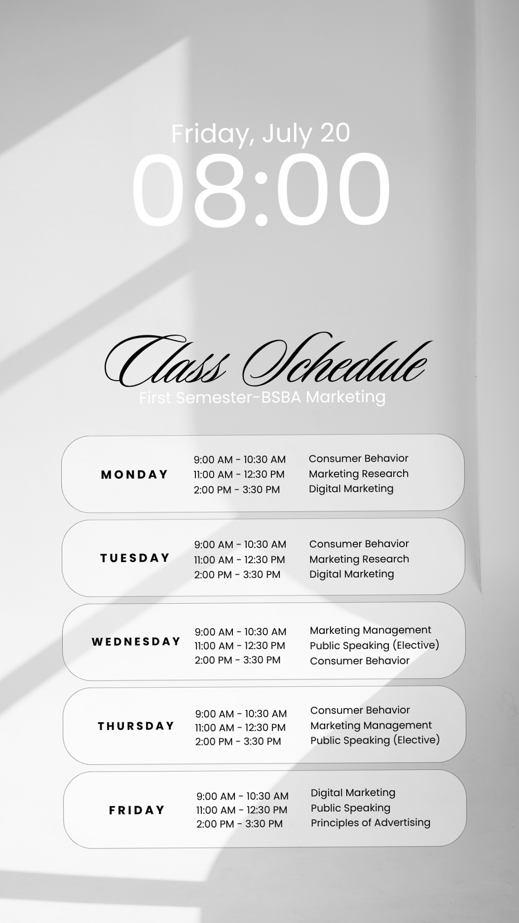 🎨 💎 Free Black & White Monochrome Class Schedule Wallpaper | dream life manifestation