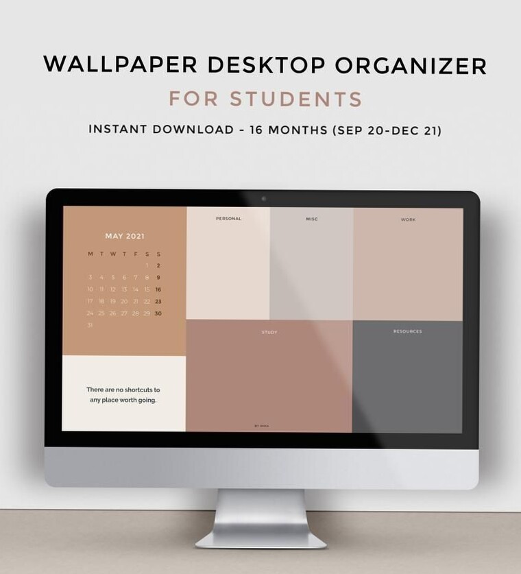🥂 🥂 Free Desktop Wallpaper Organizer for Students Minimalist Design | secret to staying productive