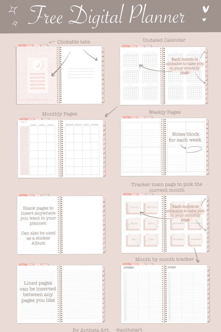 📌 📝 Free Digital Planner | Printable Organizational Tools | stay inspired all year long