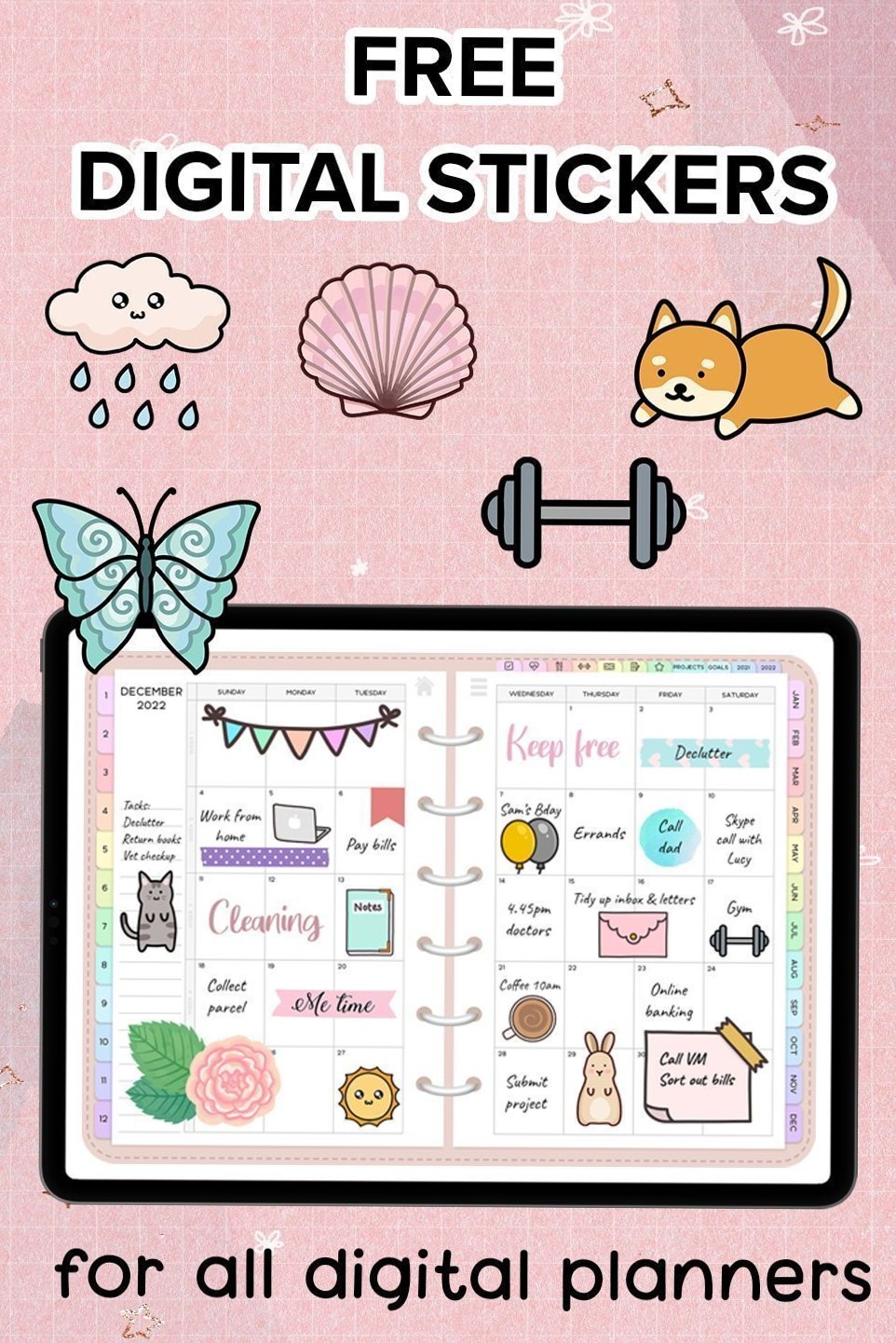 Free Digital Planner Stickers for Goodnotes & Digital Planning — 🍰 💍 dream life manifestation