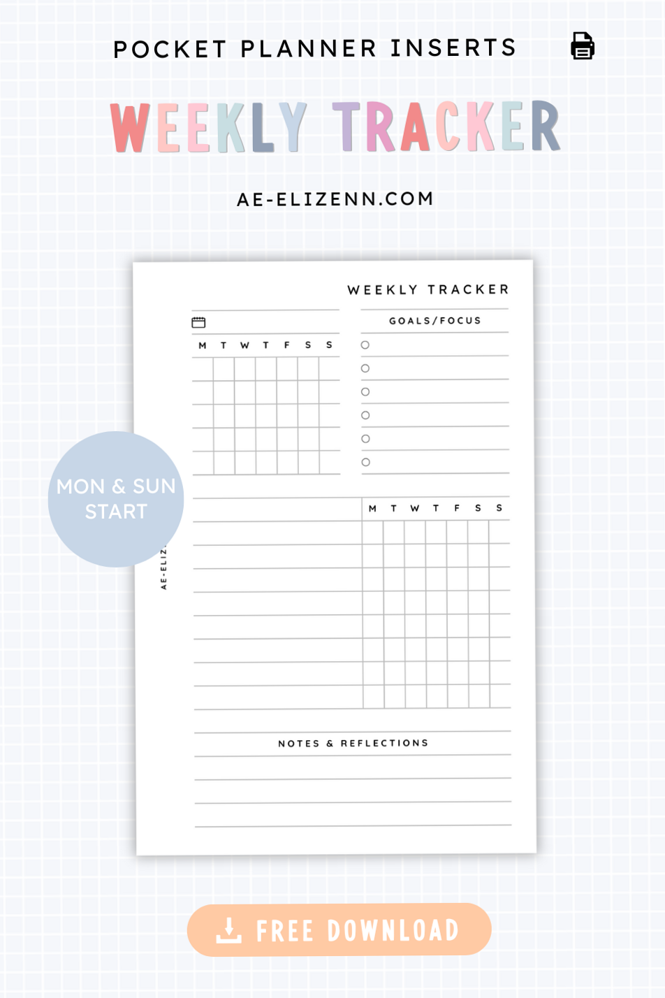Free Pocket Weekly Tracker — Printable Planner Inserts — PDF Downloads — 🖌️ 🖌️ seamless organization hack