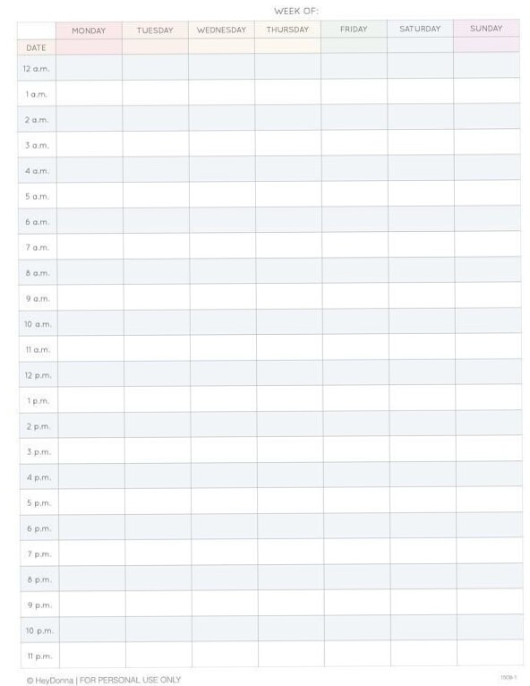 📝 📁 Free Printable 24-Hour Week Calendar for Ultimate Student Planner Organizer Hack | romanticize your routine