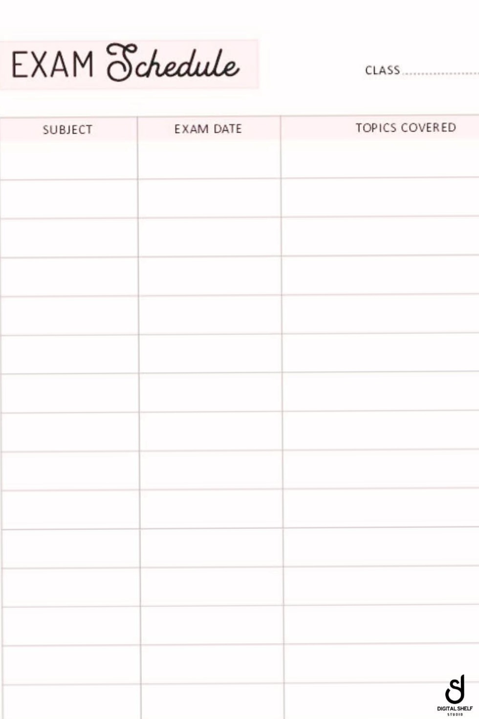 Free Printable Exam Schedule Template — Study Planner Design — 🖇️ 📊 romanticize your routine