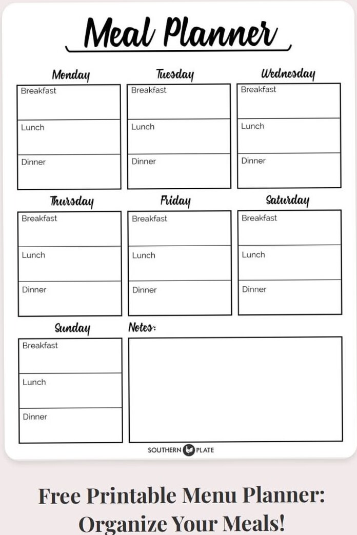 Free Printable Menu Planner: Organize Your Meals! — 💍 🥂 dream life manifestation