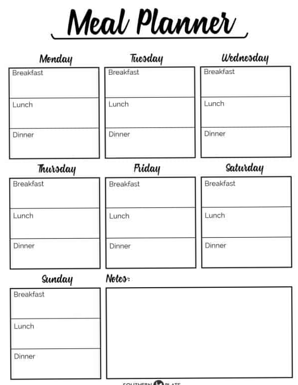 Free Printable Menu Planner Sheet for Digital Design & Creative Planners — 💍 🌸 romanticize your routine
