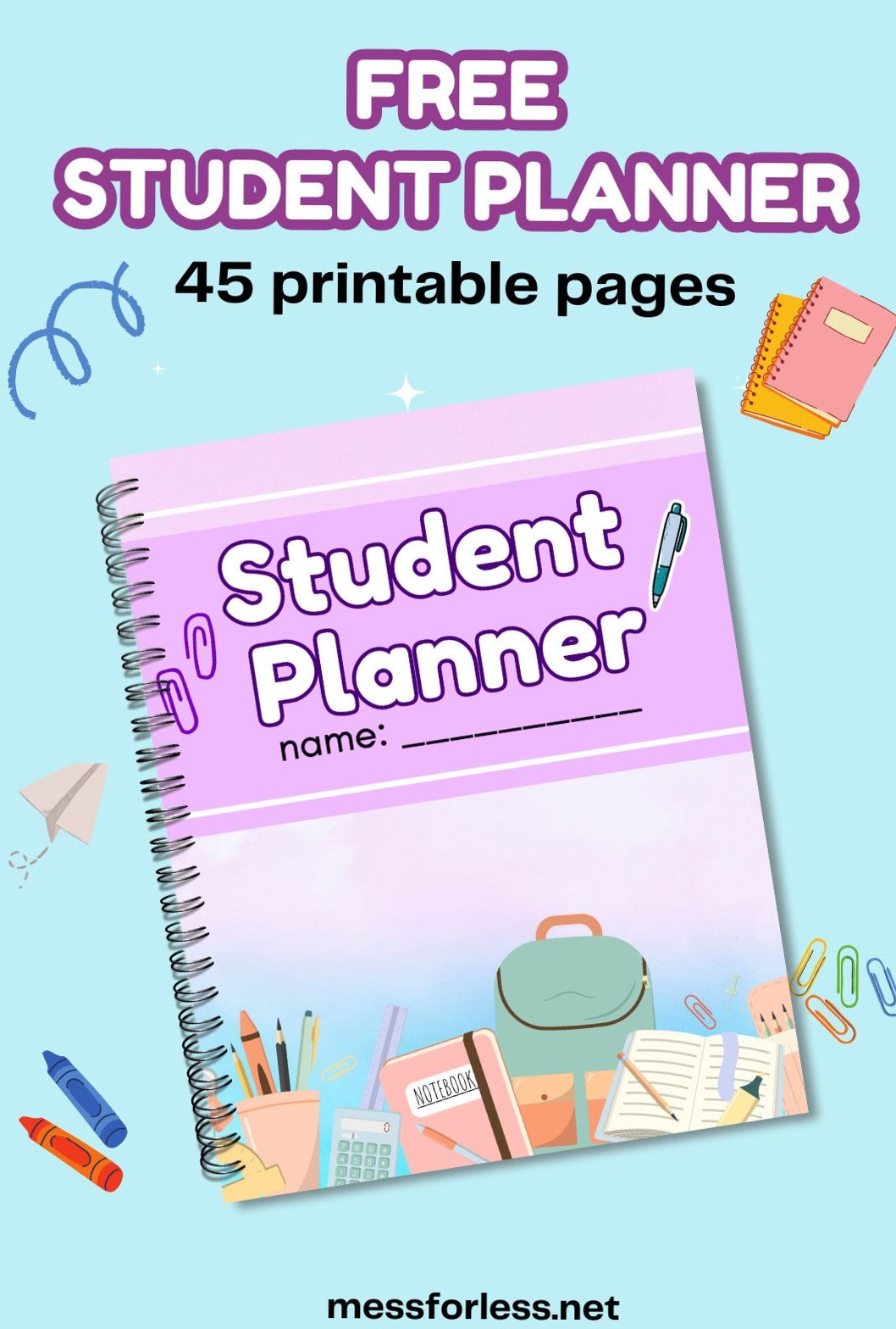 🌈 🖌️ Free Printable Student Planner | Digital Design | Organize & Succeed | stay inspired all year long