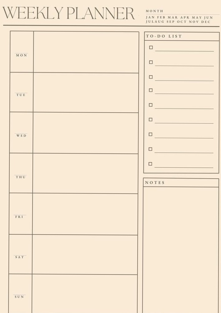 Free Printable Weekly Planner Template 203 — 🤍 ☁️ dream life manifestation
