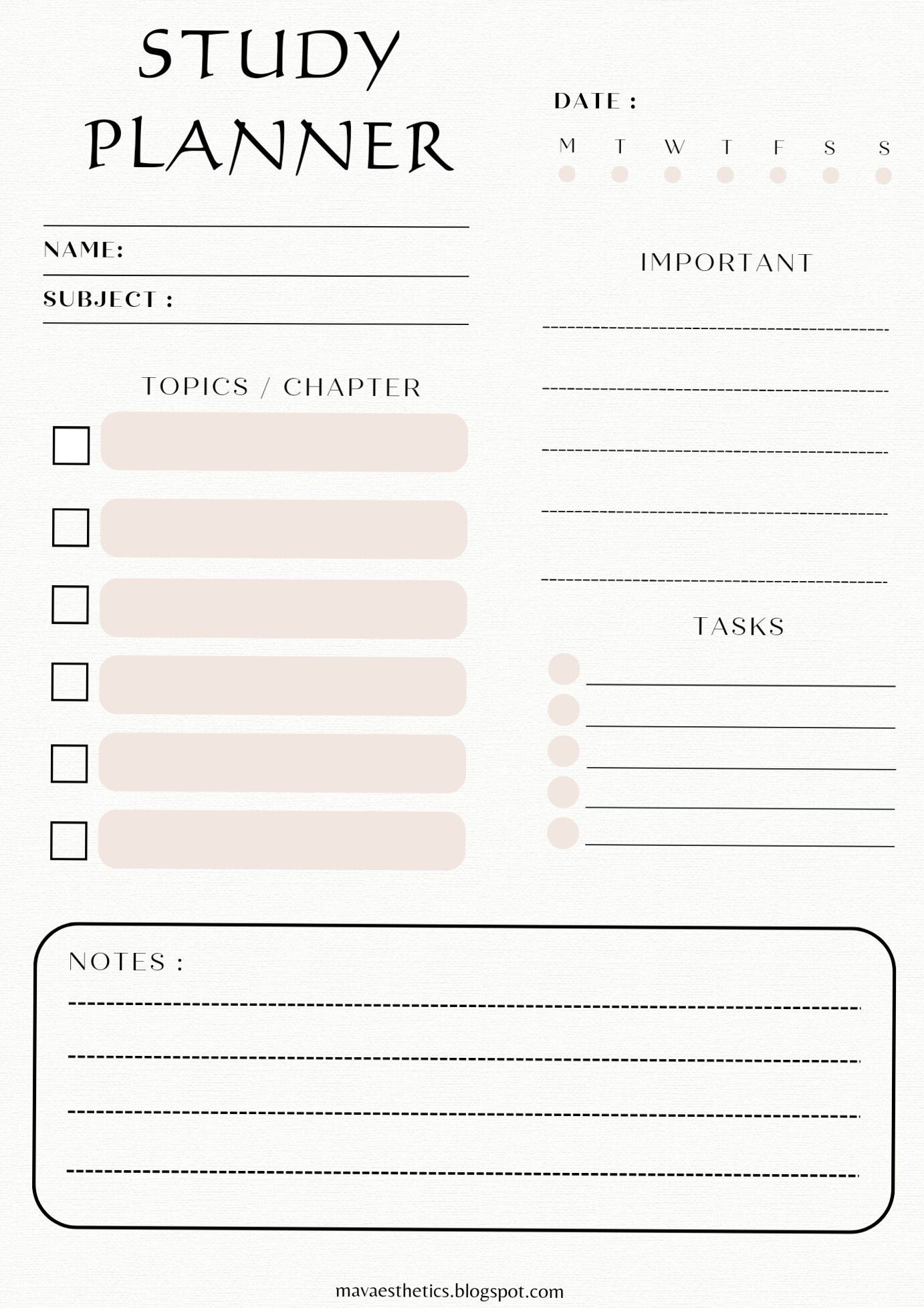 📊 📌 Free Study Planner for Students & Creatives | dream life manifestation