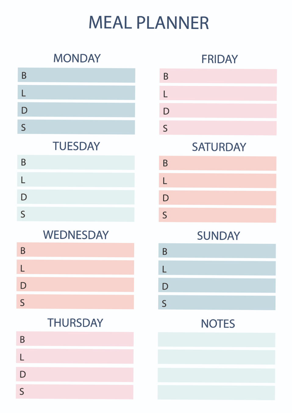 🖇️ 📅 Free Weekly Meal Planner PDF Templates | dream life manifestation