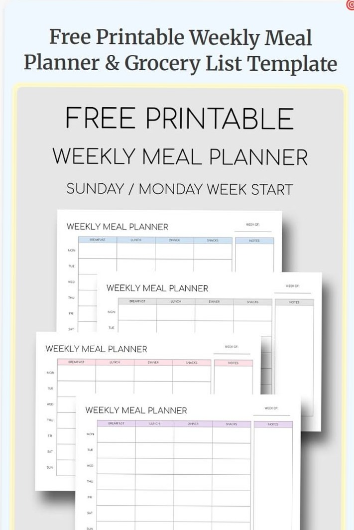 Free Weekly Meal Planner & Grocery List Template — 🪄 🖌️ secret to staying productive