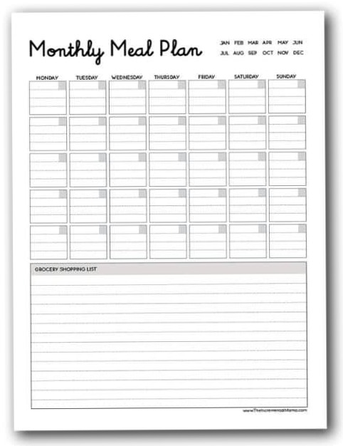 Free Weekly Meal Planner & Grocery List Printables — ☁️ 🎀 secret to staying productive