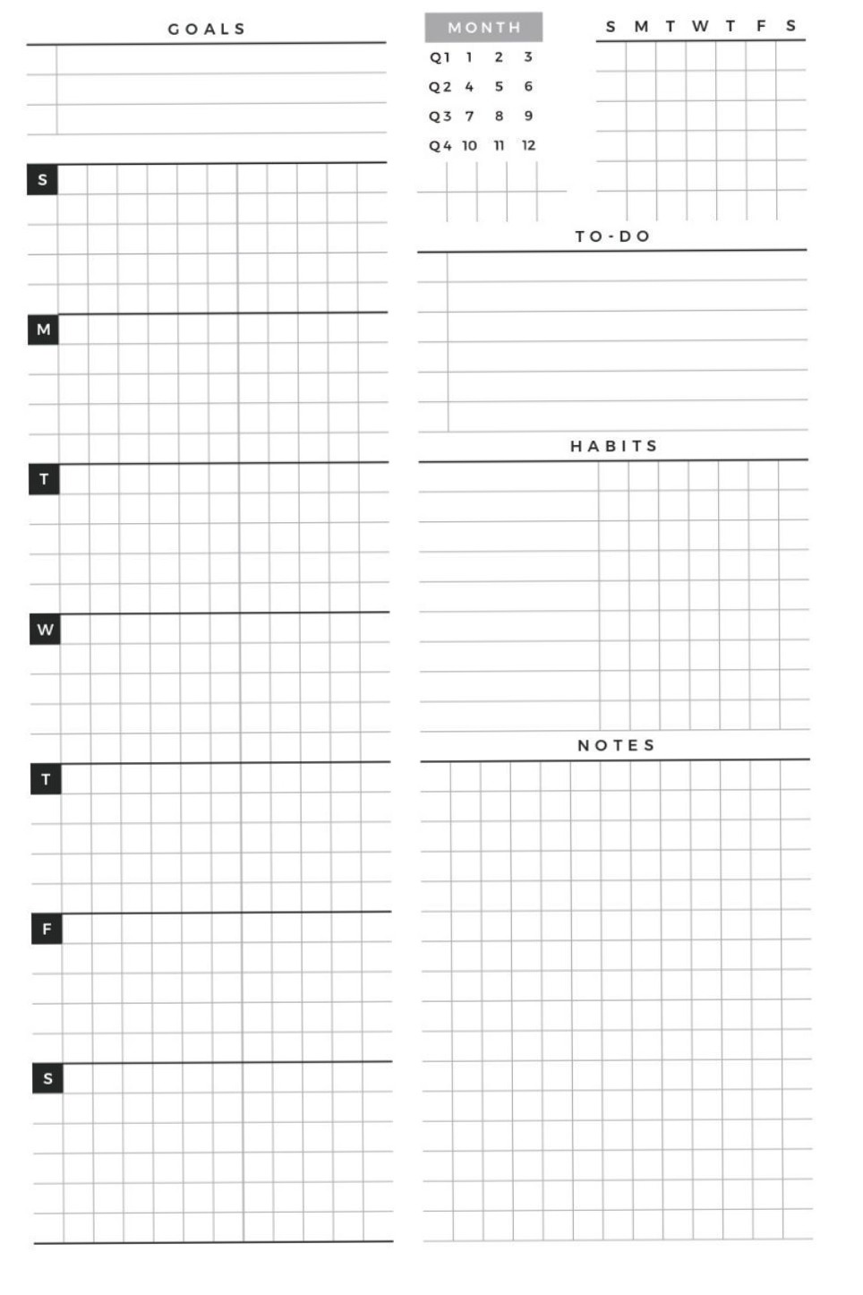 Free Weekly Planner Template for Students Minimalist Sunday Start PDF — 🎨 🎨 dream life manifestation