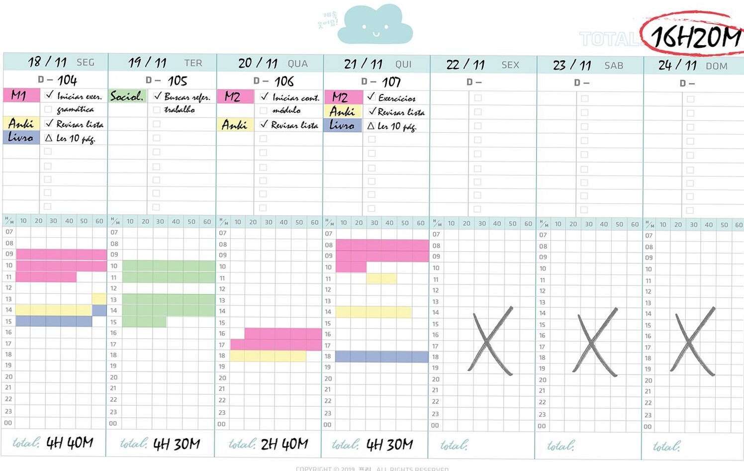 Freebie: Kit com planner coreano, vocabulário e anotações — 🎨 💎 dream life manifestation