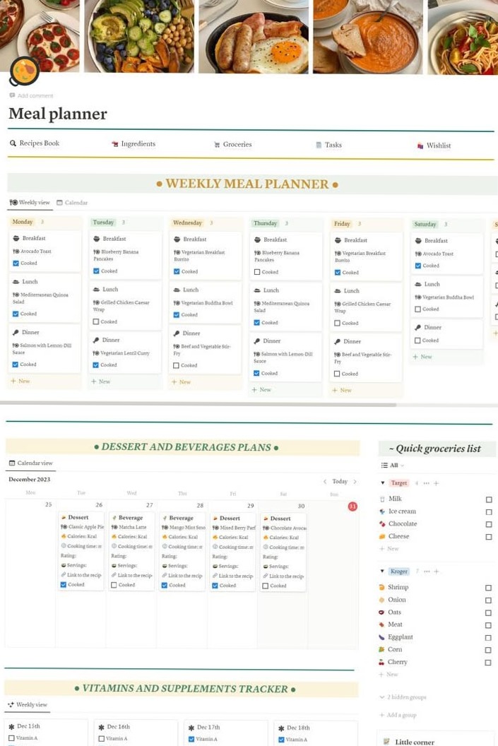 🎀 🌿 game-changing digital system: Meal Planner Notion Template | Digital Design & Creative Planners