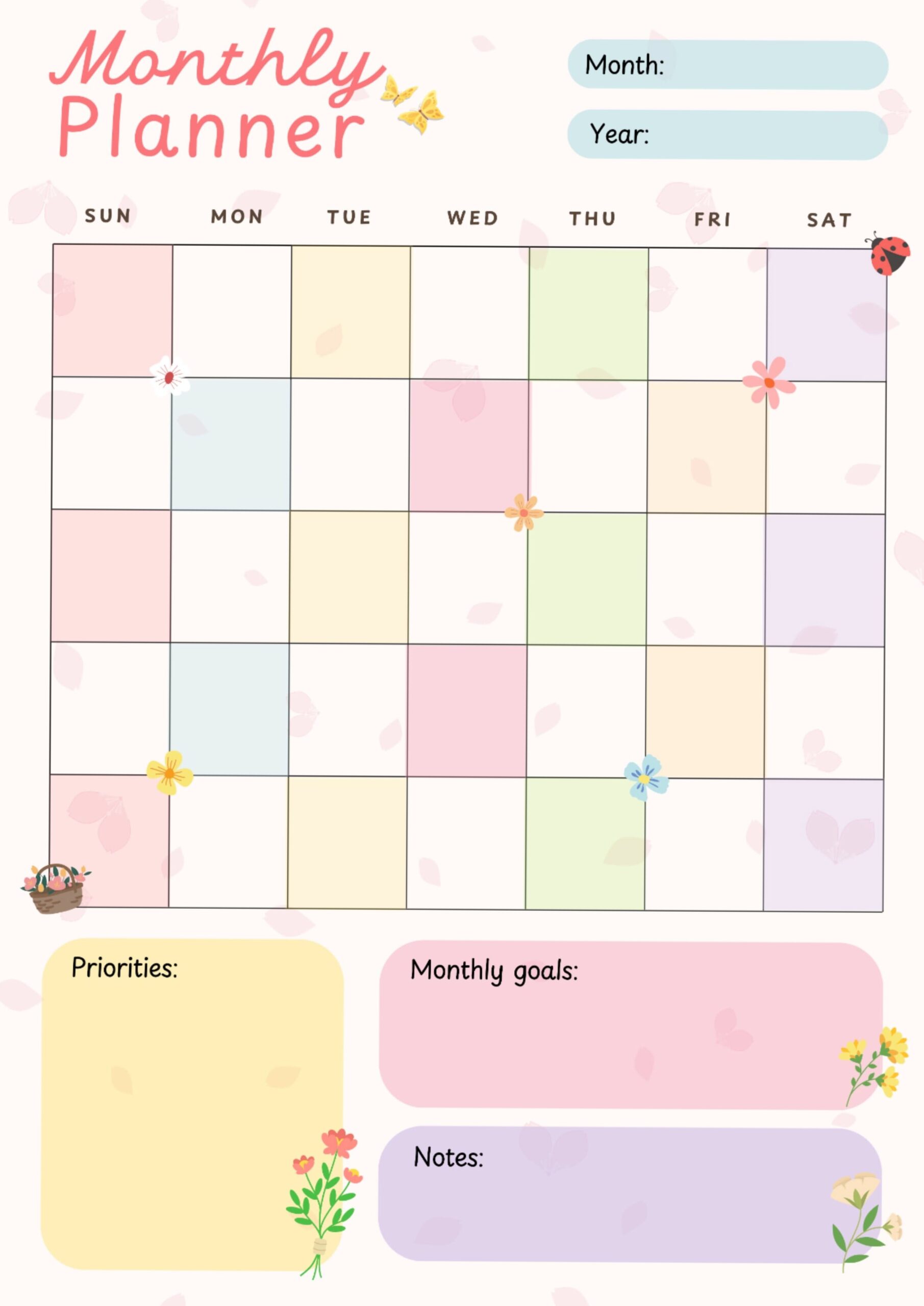Gentle Floral Monthly Planner [Printable] — 💎 📍 stay inspired all year long