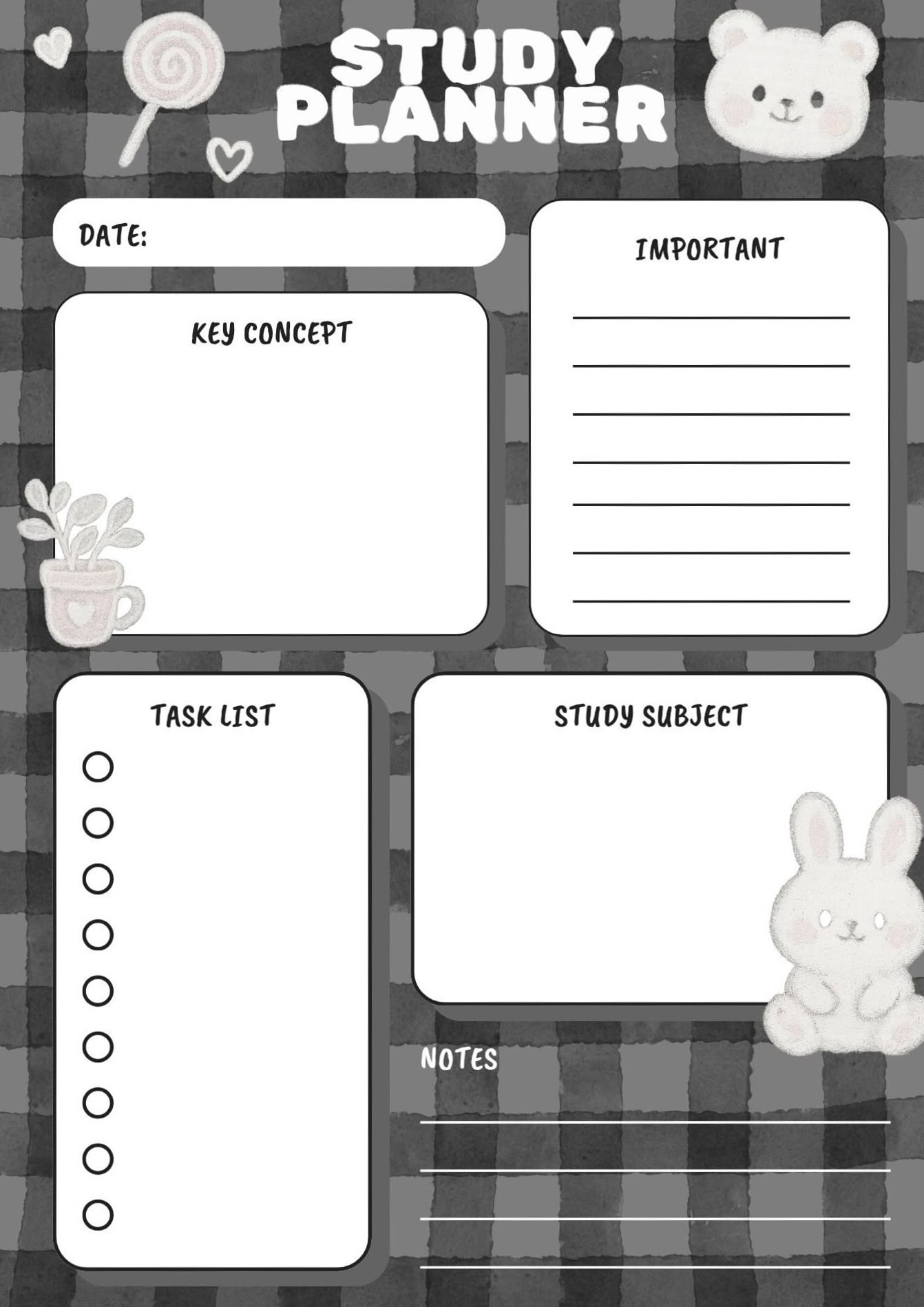 🖌️ 🪄 Gray Aesthetic Study Planner | Cute Pastel Student Organizer | romanticize your routine