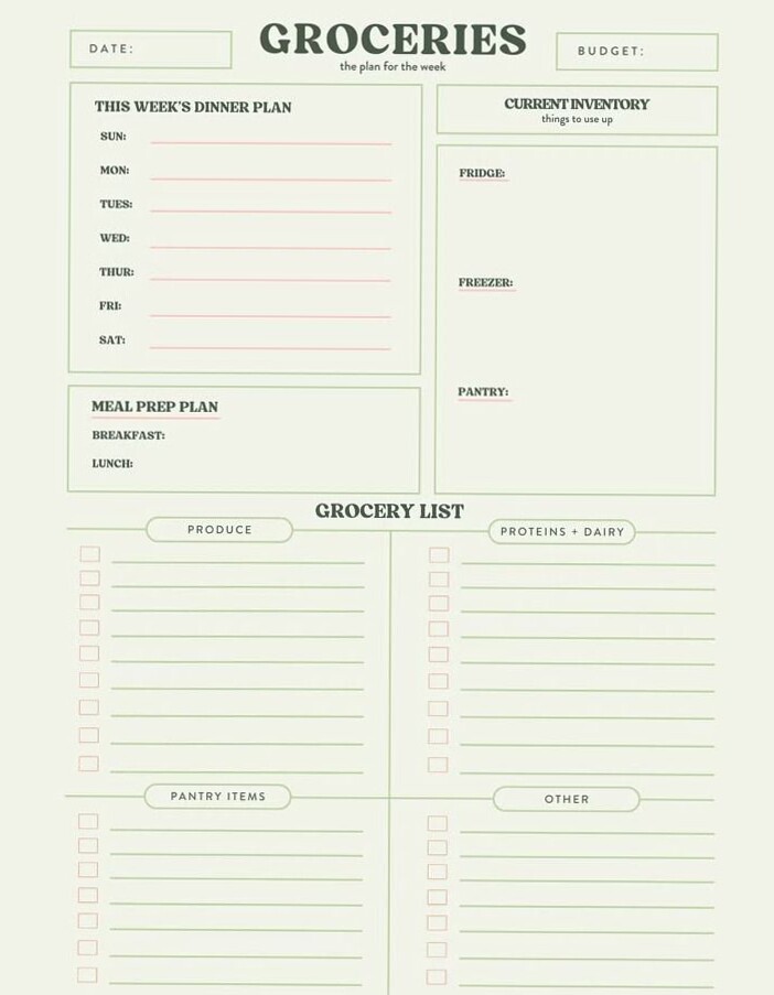 🕯️ 🎀 Grocery List Template for Cost Savings & Less Waste | stay inspired all year long