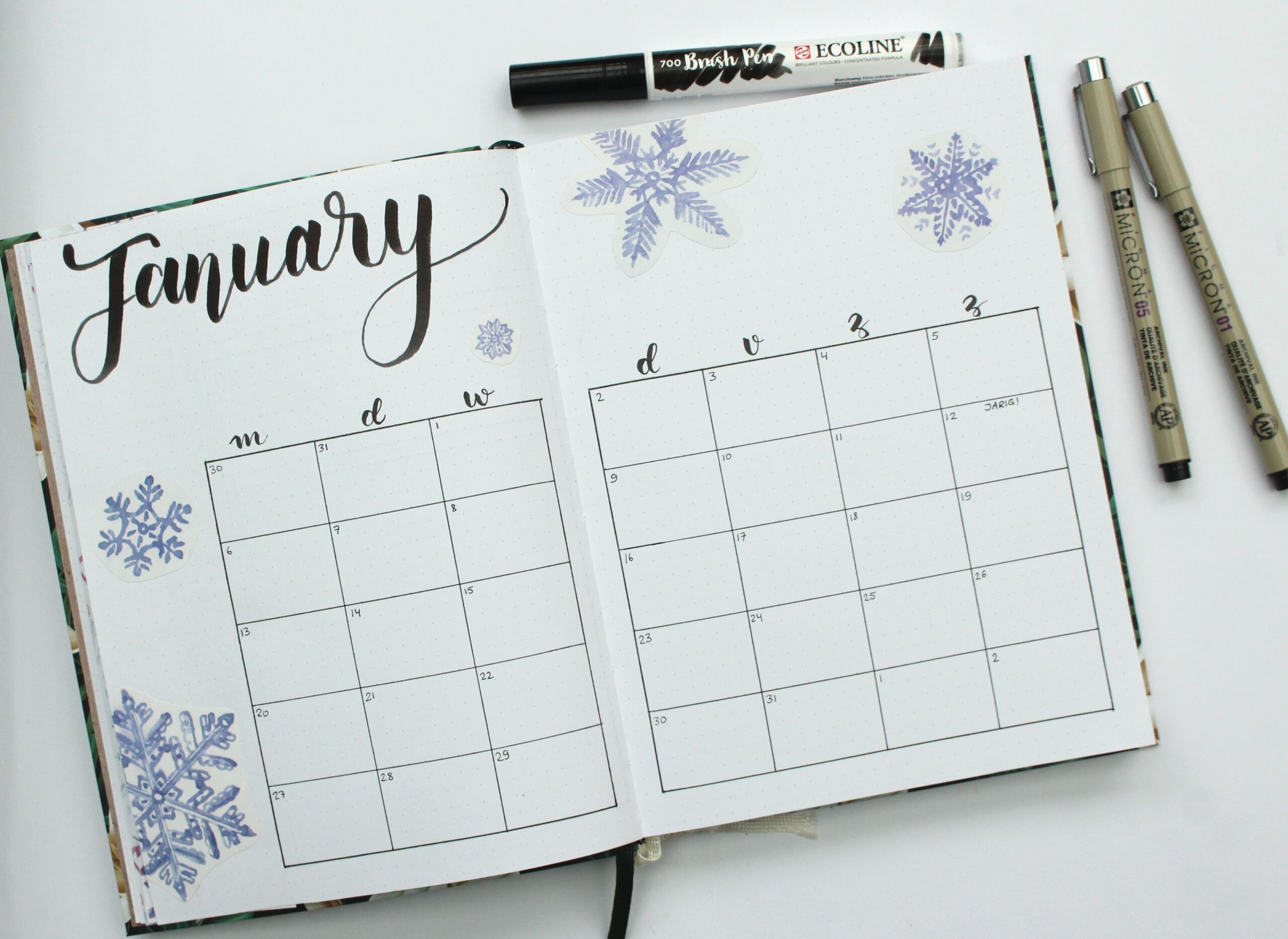 January Snowflake Monthly Spread for Bullet Journal — 📁 📅 dream life manifestation