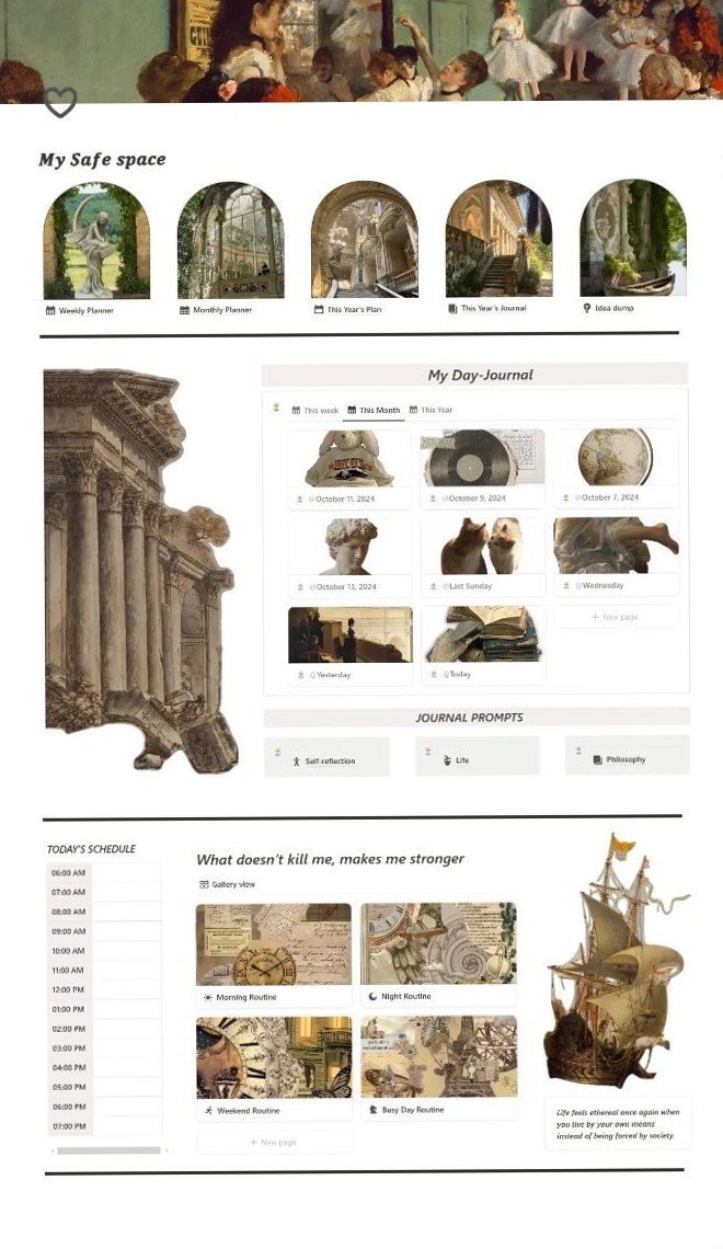 📊 📅 Journal & Planner Notion Dashboard | My Safe Space 997 | only tool for life admin