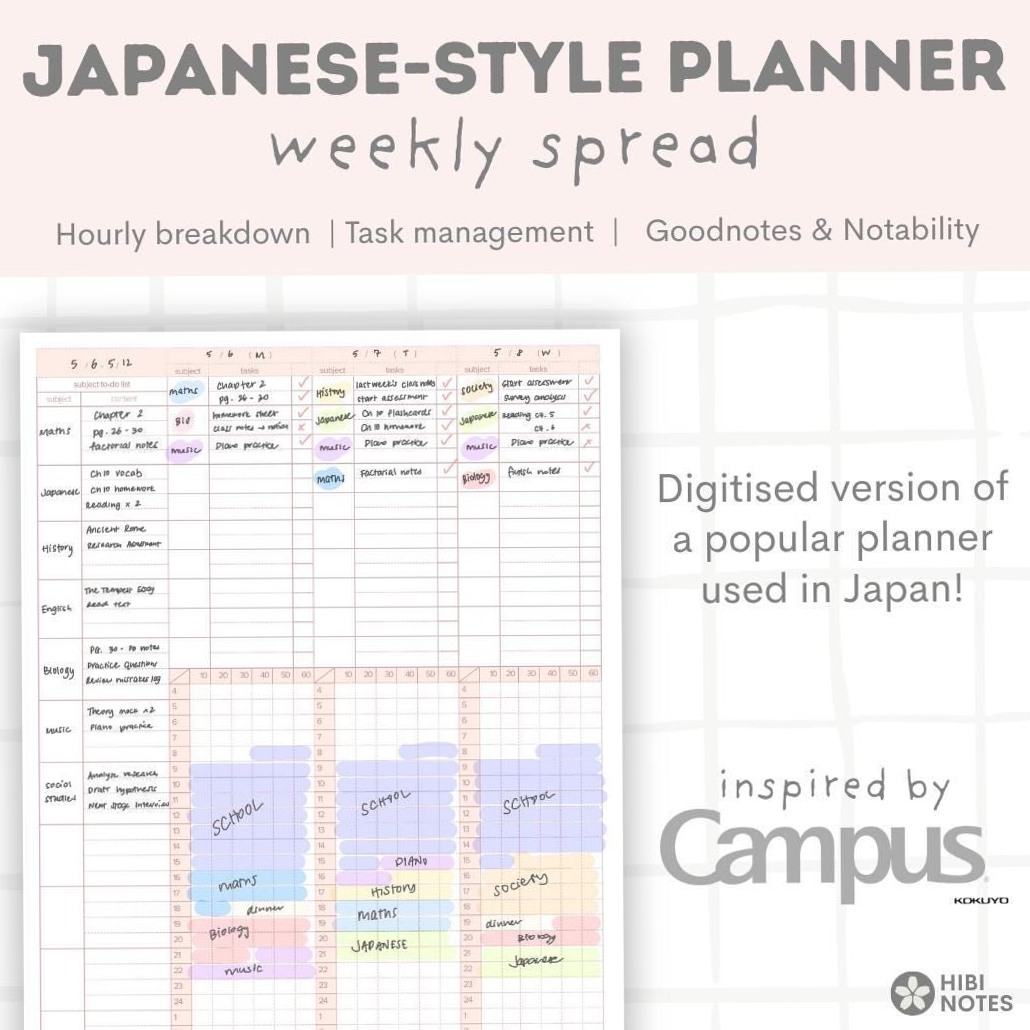 ✨ 🌿 Kokuyo Campus Style Weekly Planner PDF | Digital Study/Work Schedule Design | dream life manifestation