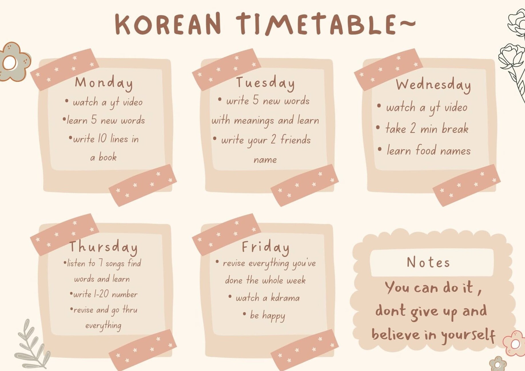 🥂 🥂 Korean Language Learning Schedule Design — Dream Life Manifestation Planner | secret to staying productive