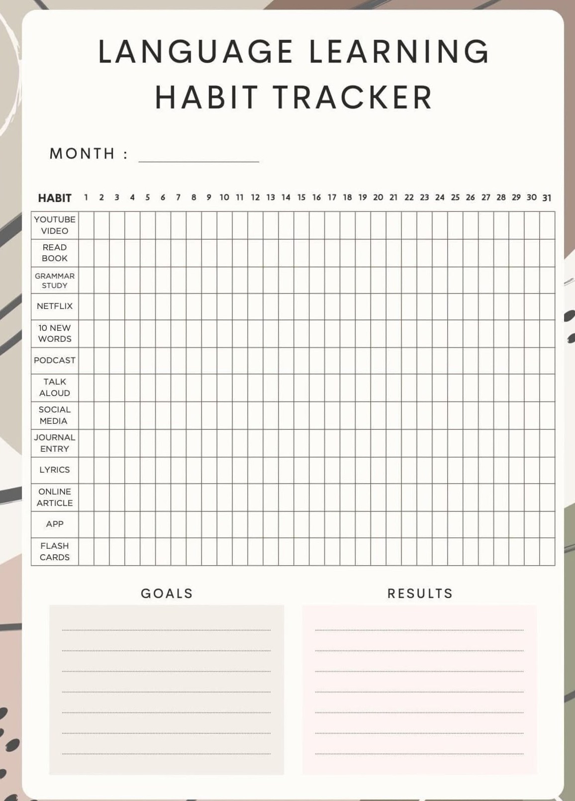Korean Language Learning Tracker — Free Printable Habit Journal Ideas for Language Studies — 📊 🖇️ essential planning guide