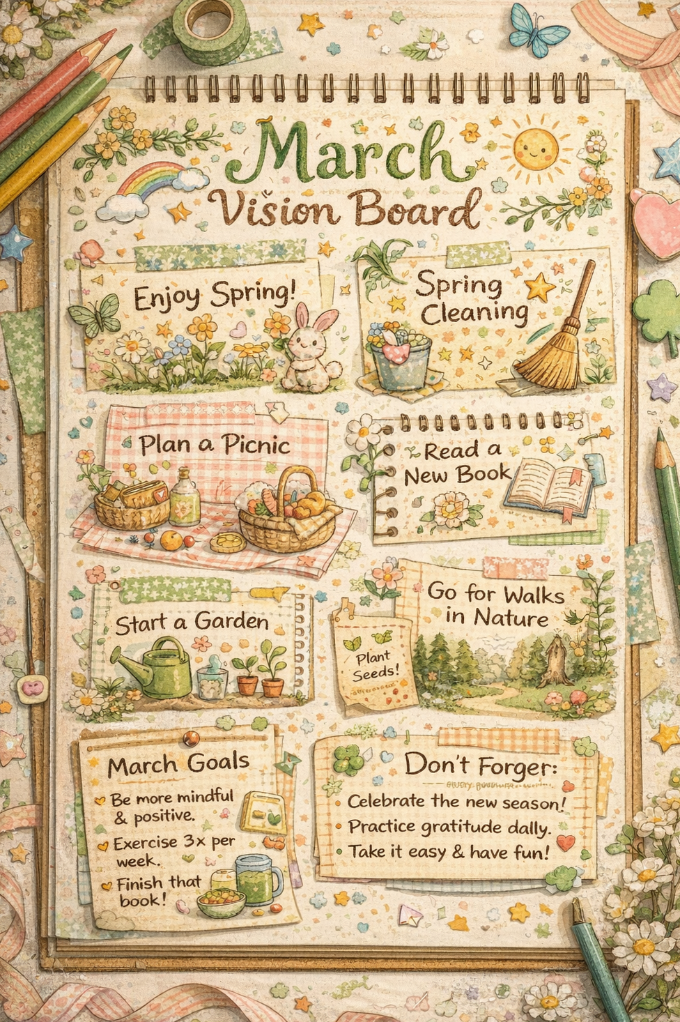 🤍 🤍 March Vision Board or Journal | Digital Design & Creative Planners | dream life manifestation