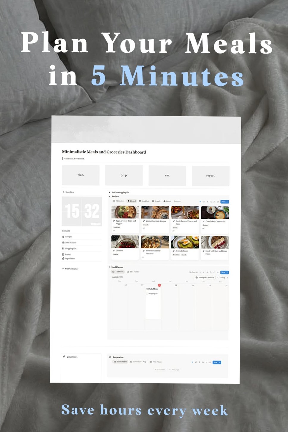 📅 📁 Meal Planner Notion Template | Auto Grocery & Weekly Planning | only tool for life admin