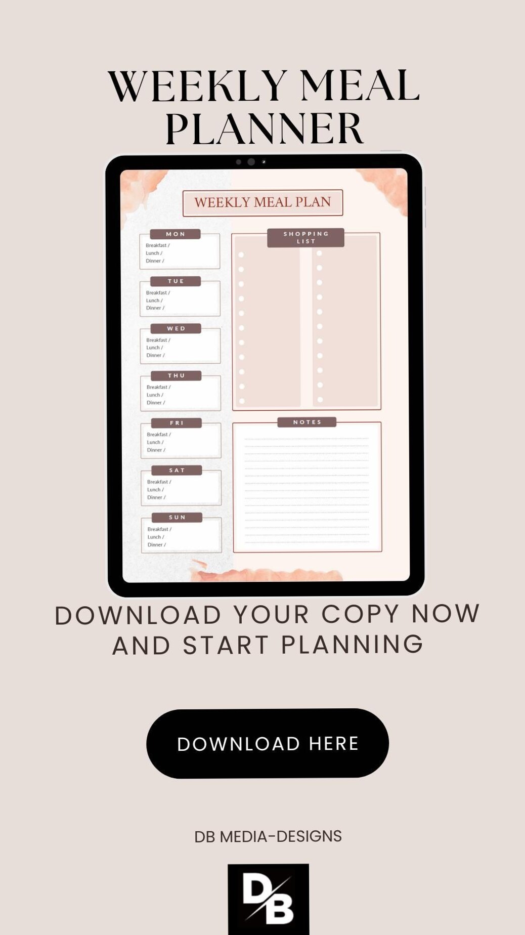 Meal Planner PDF Template | Digital Design & Creative Planners — 🖌️ 🎨 stay inspired all year long