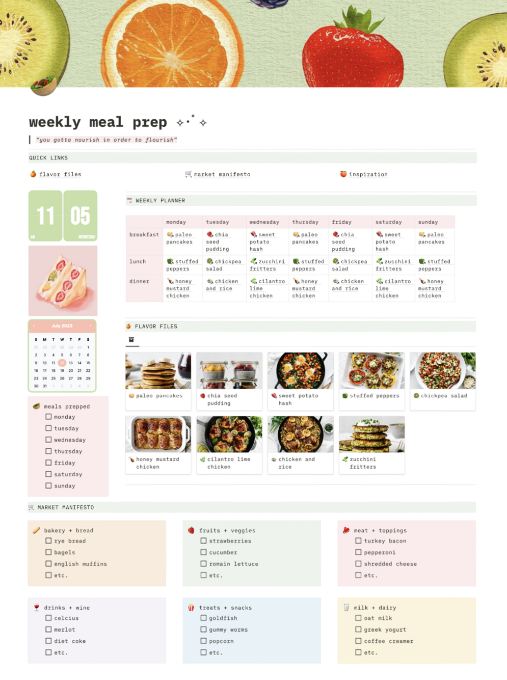 🥂 💌 Meal Prep Mastery Notion Planner | Game-Changing System | pro digital dashboard