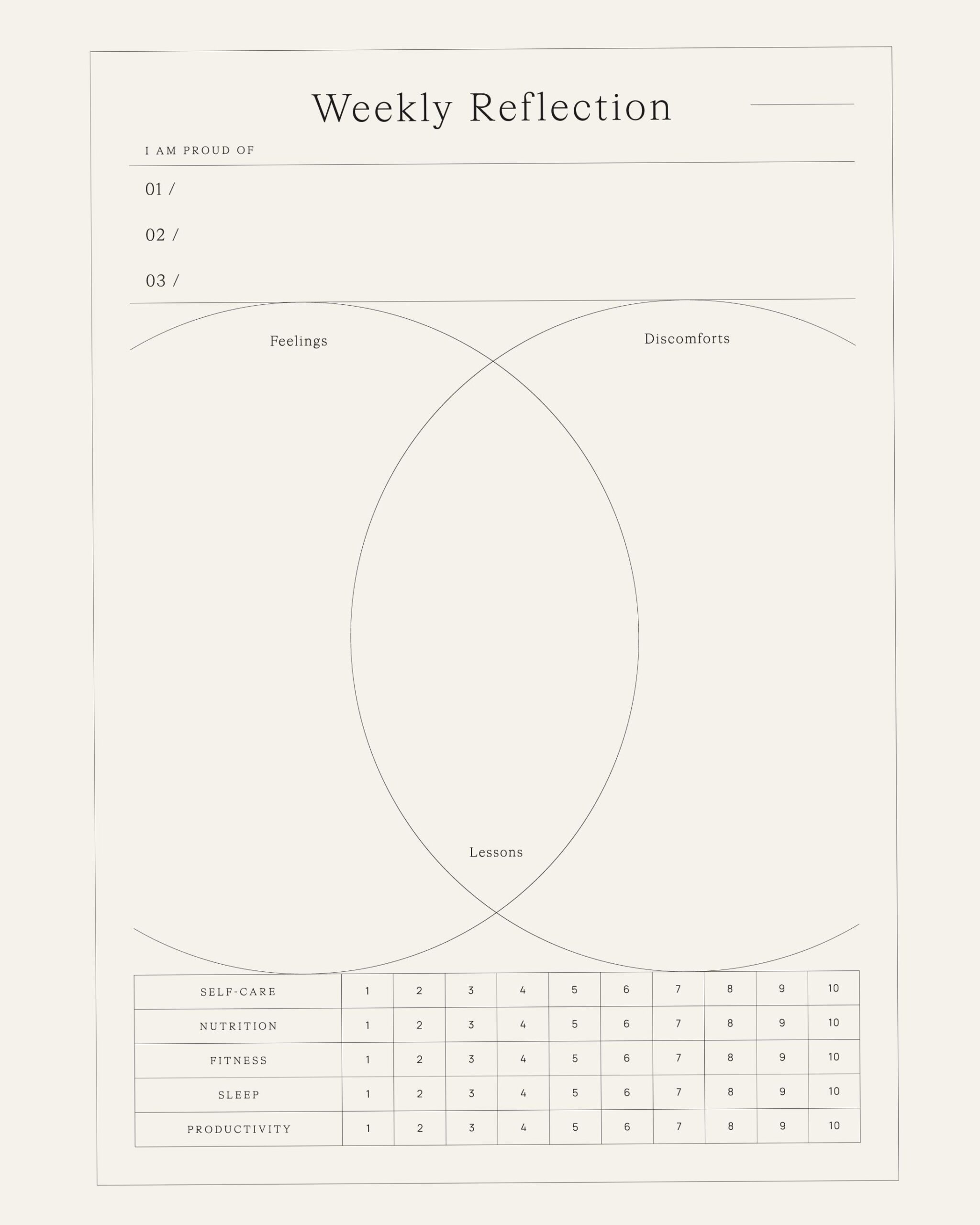 📅 📁 Mindfulness Journal Aesthetic — Weekly Planner Template | dream life manifestation