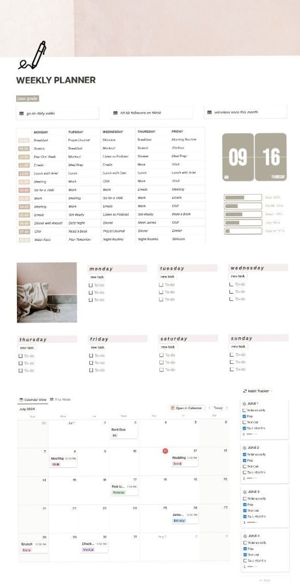 📌 📌 Minimalist Beige Weekly Planner Template | stay inspired all year long