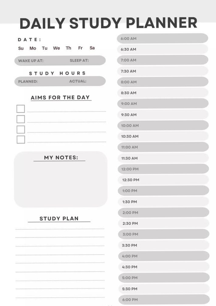 Minimalist Daily Study Planner | 12-Hour Printable Schedule for Class 277 — 📍 💎 romanticize your routine